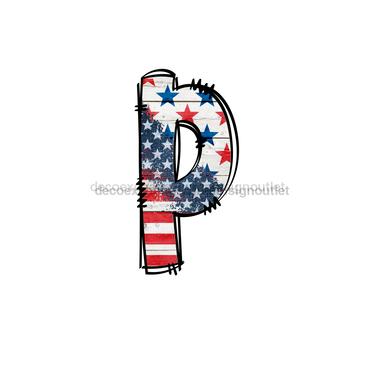 Custom Patriotic Initial Sign Door Hanger Rustic Wood Sign Decoe-W-307 22 P